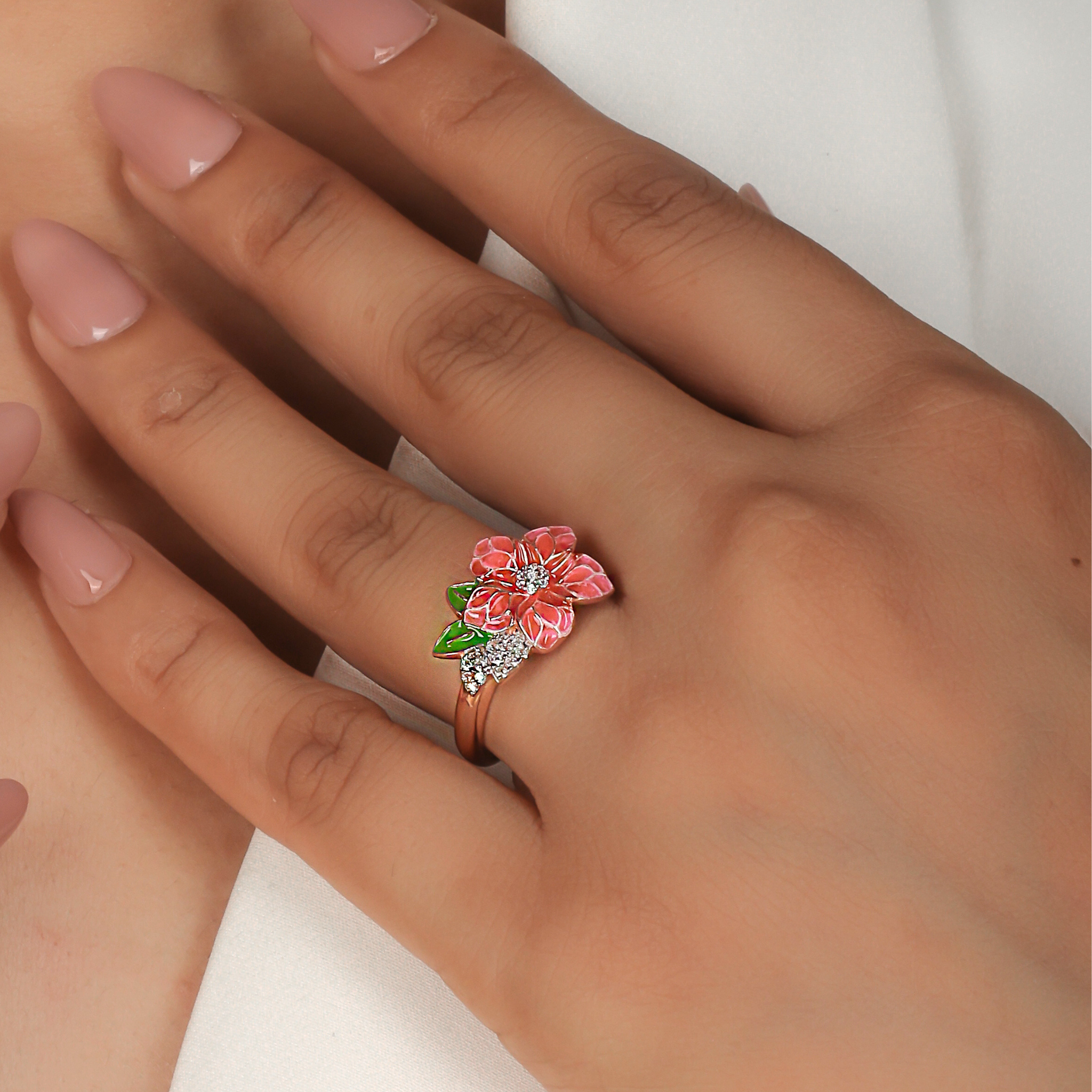 Cherry Blossom Floral Ring- Hallmarked 925 Sterling Silver